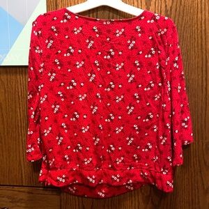 Red floral short blouse!